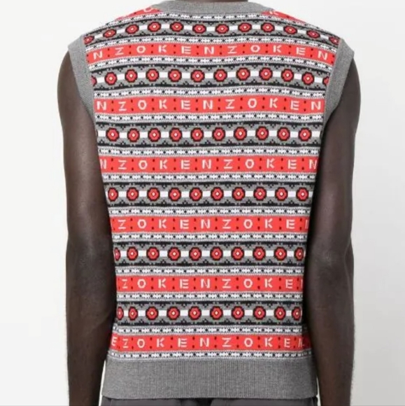 KENZO Embroidered-Logo Striped Sweater Vest - Picture 2 of 8